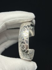 835 Silber Armreif Floral Vintage