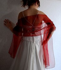 AUSVERKAUF Stola weiß bordo zum Brautkleid Ballkleid Kleid Hochzeit neu OR