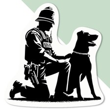 Aufkleber Sticker "Polizei Hundeführer kniend" (DW057349)