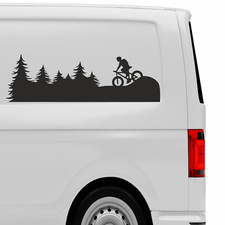 Biker im Wald Aufkleber 50x15