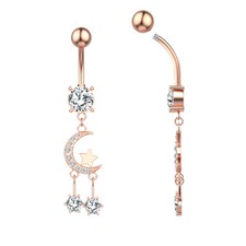 Edelstahl Bauchnabel Piercing mond Gebogener Stab Zirkon Nabel Banane Kette