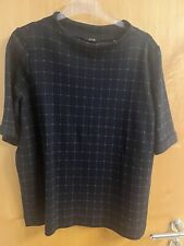 Schwarzes Halbarmshirt mit braunem Überkaro von OPUS in Gr. 44