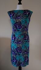 Prada Kleid Gr. 36 türkis/bunt Blumen Seide Gürtel Sommer