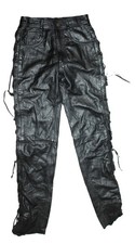 Linus Damen Schnür Leder Jeans W27 X L32 Biker Lederhose  Schwarz