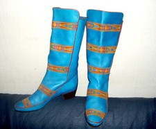 Boho/HIppie Stiefel von Pollini, türkis, Made in Italy, Gr. 39