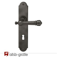AHB Türgriff 1670/2677 Langschild Schmiedeeisen antik geschwärzt BB Türdrücker