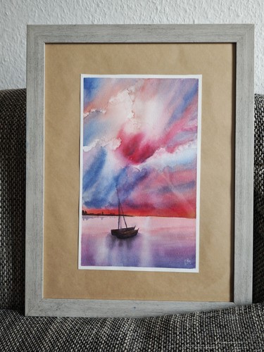 Aquarellmalerei warmer abend - aquarellmalerei, abend"