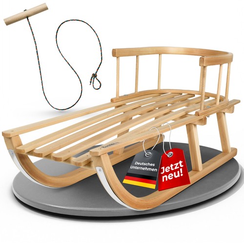 Holzschlitten mit rückenlehne - holzschlitten,