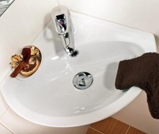 Keramik Eck- Waschtisch Waschbecken Handwaschbecken Gästebad Wandmontage 36x36