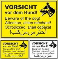 Schild Vorsicht vor dem Hund! mehrsprachig Hundekopf Warnschild Türschild  #H1