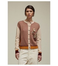 JEi'S Multicolor Cardigan with Applications Oat Ocher