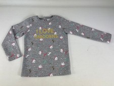 Kinder Langarm Pullover Pulli Gr. 110-116 Grau von PocoPiano mit Einhorn UNICORN