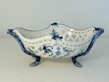 Meissen Porzellan Durchbruchschale Handmalerei Blüten Zwiebelmuster Knauf 31 cm