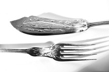 H.J. ERBE Schmalkalden Jugendstil Fischbesteck Ideal ° 2 Teile versilb. Besteck