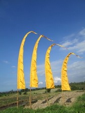 Balifahne Set Bali Fahne Garten-Fahne hell Orange mit Teleskopstange 400cm