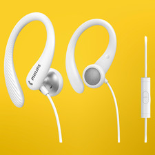 Philips Audio Sportkopfhörer mit Mikrofon, In-Ear sicherer Sitz weiß