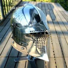 Mittelalter Barbuta Ritter Helm 18 Gauge Stahlrüstung Silber Poliert Barbute ...