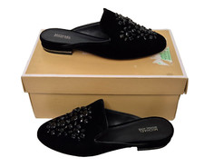 Michael Kors Damen schöne flache Samt Edie Slide schwarze Slipper EU 38 UK 5