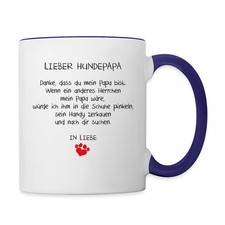 Lieber Hundepapa Spruch Herrchen Herz Tasse zweifarbig