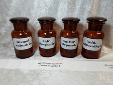 4er-Set Seltene Apothekerflaschen / Schliffflaschen / alle mit Weithals