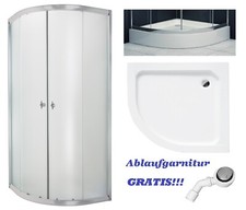 Duschkabine + Duschwanne Gefrorenes Glas  80x80 90x90 180cm halbrund Ablauf !