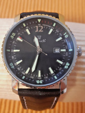 HIRSCH Fliegeruhr Analog Herrenuhr  3 bar - mit neuem BARINGTON Lederarmband