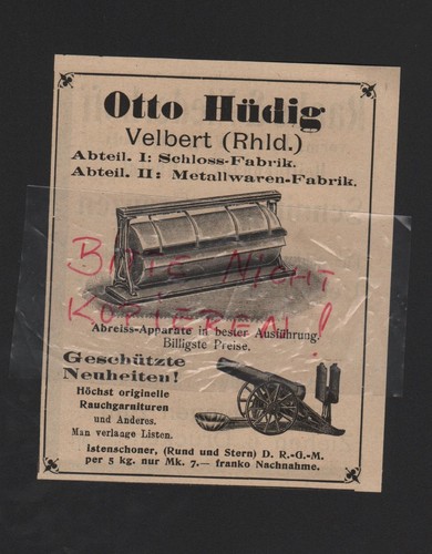 Velbert werbung 1909 otto - werbung,