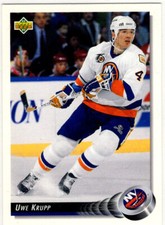 1992-93 Upper Deck Hockey Uwe Krupp No. 187 New York Islanders