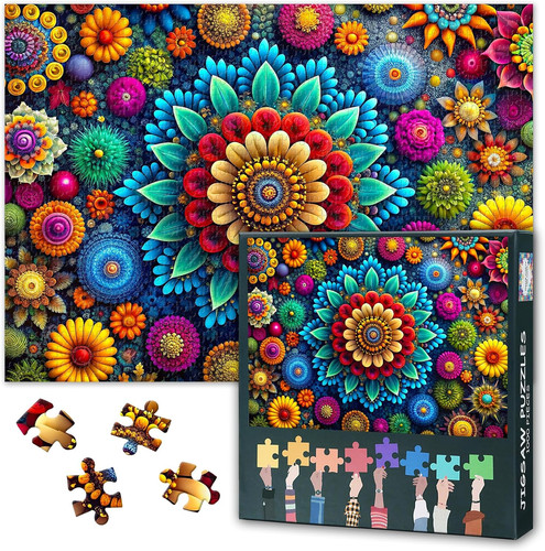Mandala blumen puzzle - mandala, 1000