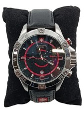 Zodiac Herren Armbanduhr Sportlich Schwarz Leder Chronograph Uhr