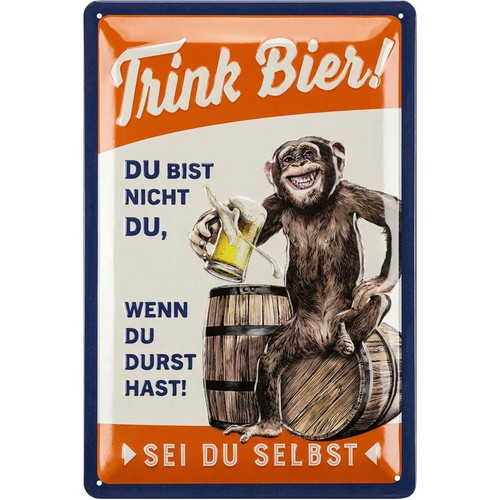 Retro blechschild trink - blechschild, bier