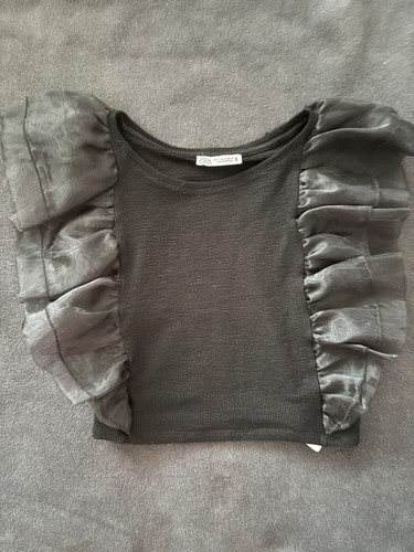Zara rüschentop schwarz - rüschentop,