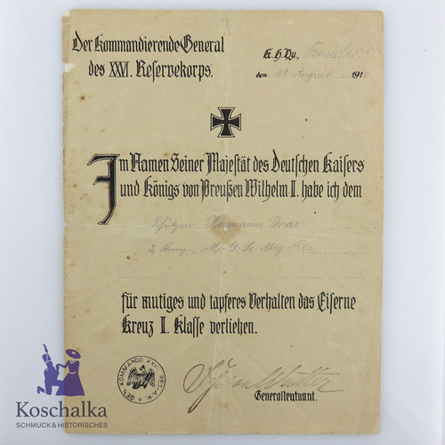 Verleihungsurkunde für