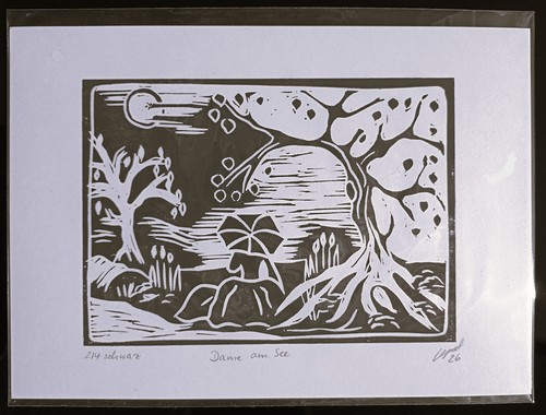 Original linolschnitt dame - original,