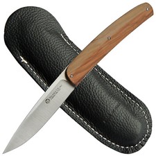 Maserin Klappmesser "GOURMET LINIE" schlankes Herrenmesser Olivenholz Lederetui