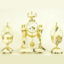 Prachtvolle Portalluhr Säulenpendule  +2  Beisteller um 1860