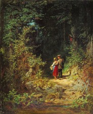 Liebespaar im Wald Carl Spitzweg Waldweg Umarmung Spaziergang H A3 0528