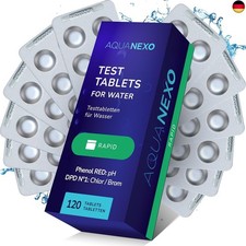 AQUANEXO Test Tablets for Pool pH and Chlorine, 60 Phenol Red Tablets + 60 DPD