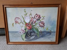 Orig Stillleben Blumen Vase