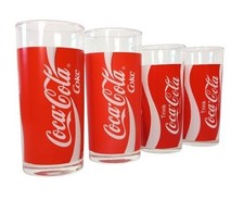4 COCA-COLA Gläser Glas Trinkglas 80er / 90er Jahre Vintage 12/13cm - 02L /0,3L