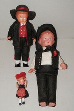 3 St. alte Schildkröt - Trachten-Puppen - mit Original - Kleidung