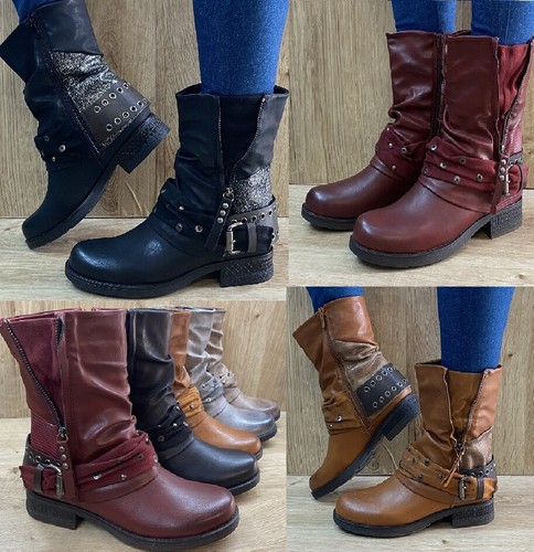 Damen stiefel biker nieten - stiefel,