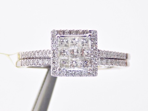 14k weißgold diamant halo - 14k,