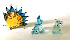 3 Glastiere Glasfiguren (Igel, Fisch, Teddy) Handarbeit, unbeschädigt