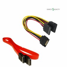 D-S SATA HDD SSD Ersatz Kabel Kit Set (1 auf 2 15P Strom Adapter + 6Gb/s Daten)