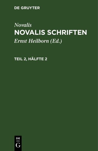 Novalis schriften - novalis,