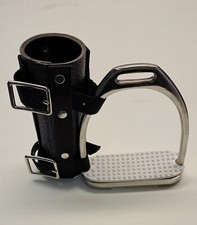 Standartenhalter Fahnenköcher  für Steigbügel schwarz ca. 15 cm hoch aus Leder