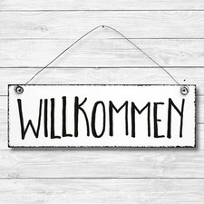 WILLKOMMEN Holz Deko Wand Tür