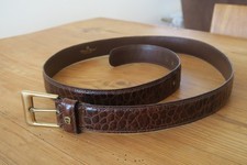 Aigner Herrengürtel Länge 105cm, Breite 3cm, braun, Leder, Kroko-Optik, Vintage 