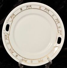 Antiker Jugendstil Gebäckteller Kuchenplatte Handhaben Porzellan weiß Golddekor